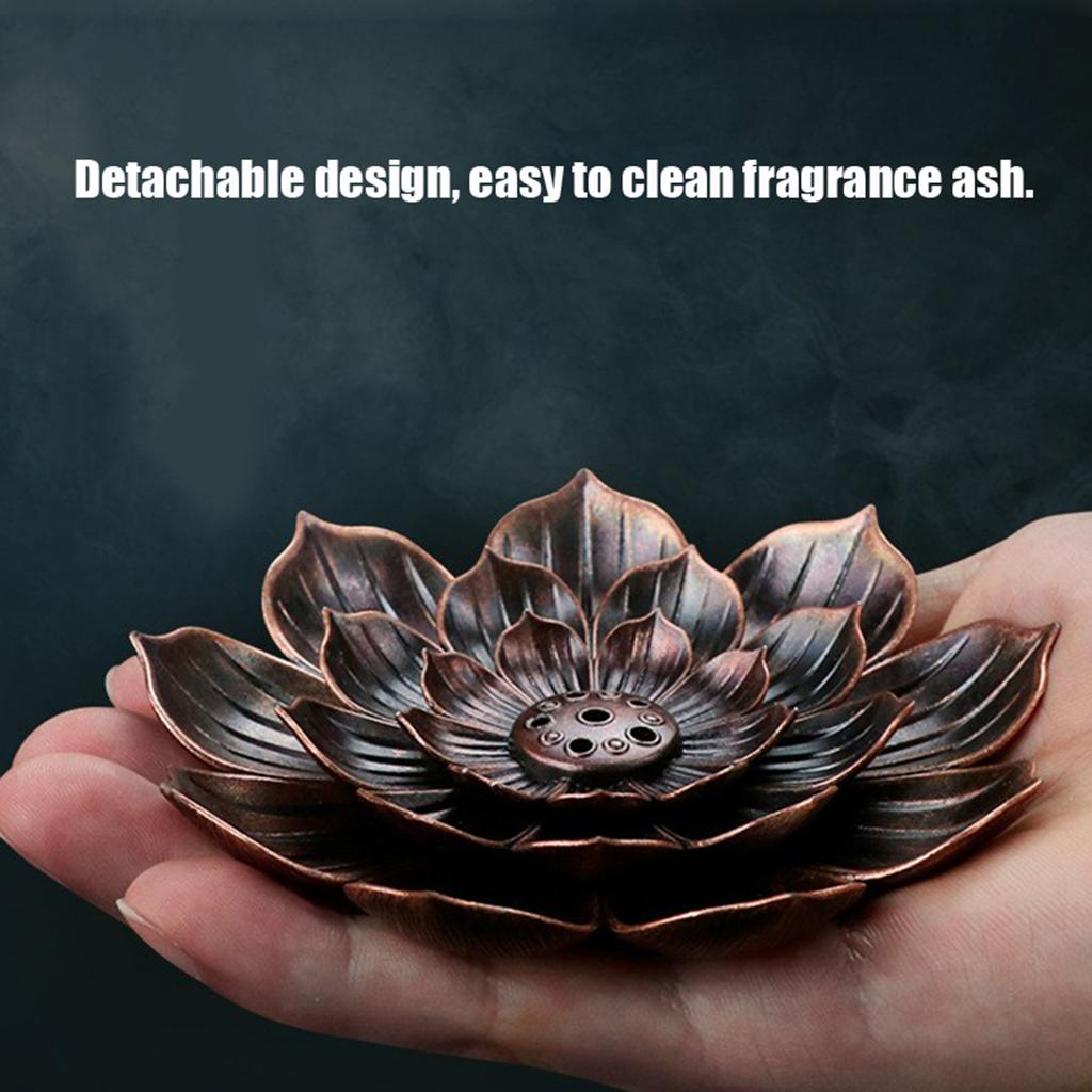 New 1PC Alloy Incense Burner Stick Holder Plate Buddhism Lotus Censer Bronze Nasturtium Incense Burner
