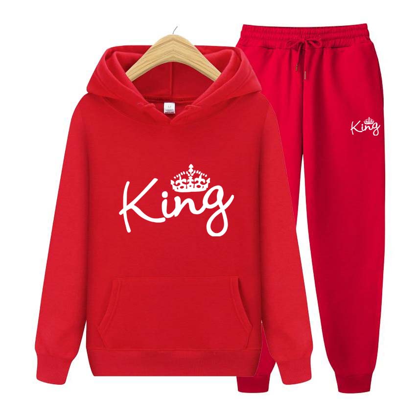 Men Tracksuits Set Spring Autumn King Print Sweatshirt Long Sleeve Hoodie Set Men Womens Hoodies Pants Clothes
