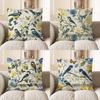 Home Decor Blue Birds & Flowers Printed Pillow Cover Pattern Cushion Cover Suitable For Sofa Bedroom Car Pillow Cover