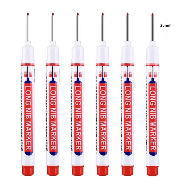 6Pcs/Set 20mm Long Nib Head Markers for Metal Perforating Pen, Waterproof, Bathroom, Woodworking Decoration, Multi-Purpose