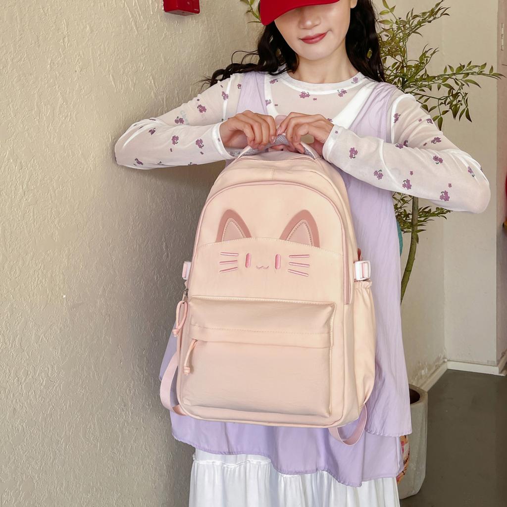 Schoolbag Japanese Cartoon Cat Schoolbag Female Junior High School Student Versatile Backpack Cute College Style Light Travel Backpack