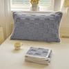 2 pieces Plush Pillow Cover Elastic Strap Pillow Towel Grid Jacquard Pillowcases  Dormitory