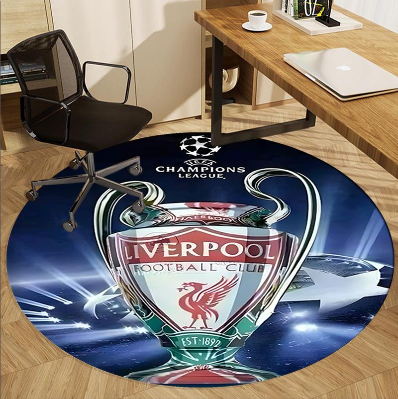 Liverpool F.C Pattern Round Rug, Indoor/Outdoor Mat, for Picnic, Gameroom, Bedroom, Office, Living Room, Home Decor Carpet, Birthday Gift