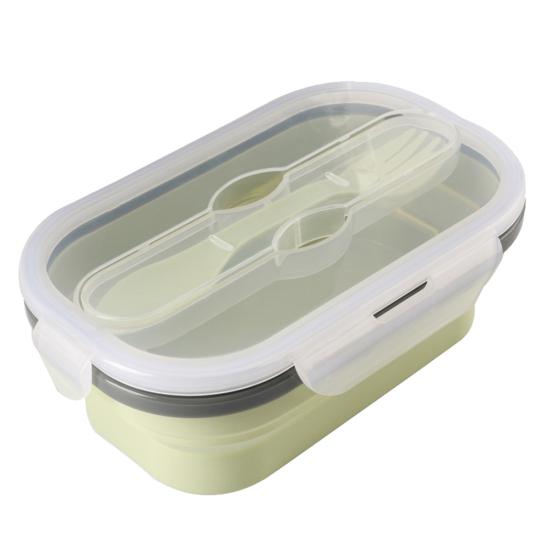 Bärbar Silikon Matbehållare Hopfällbar Skål Lunch Bento Förvaringslåda Hållare