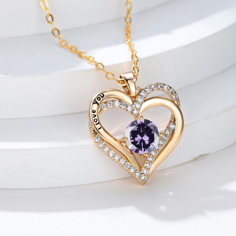 SHENI fashion micro-inlaid double heart-shaped micro-inlaid zircon confession collarbone necklace