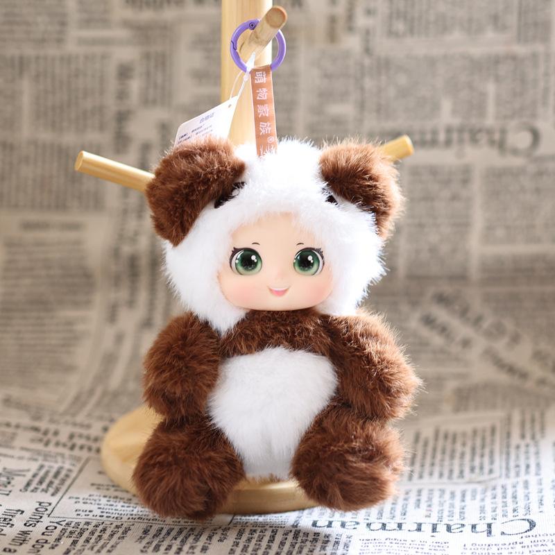 

Adorable adorable Internet celebrity vinyl doll panda pendant plush toy doll cartoon book pouch pendant keychain doll about 18cm