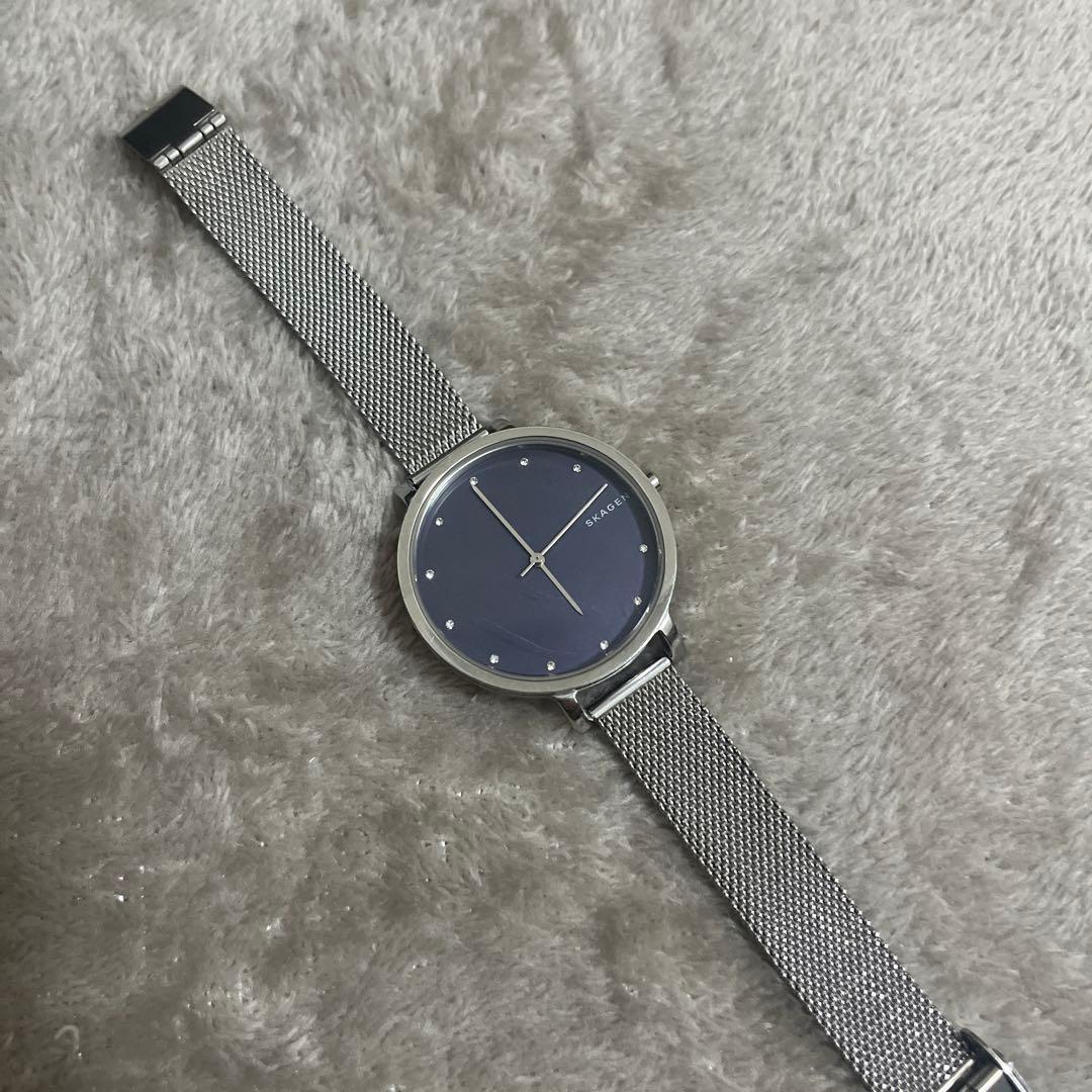 Used SKAGEN Watch Quartz Silver Mesh Belt