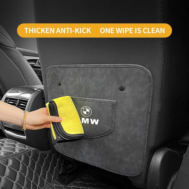 PU Leather Car Anti-Kick Mats Auto Seat Back Protector Cover For BMW 5 6 7 X3 X4 X5 X6 F Series F01 F02 F10 F12 F15 F16 F25 F26