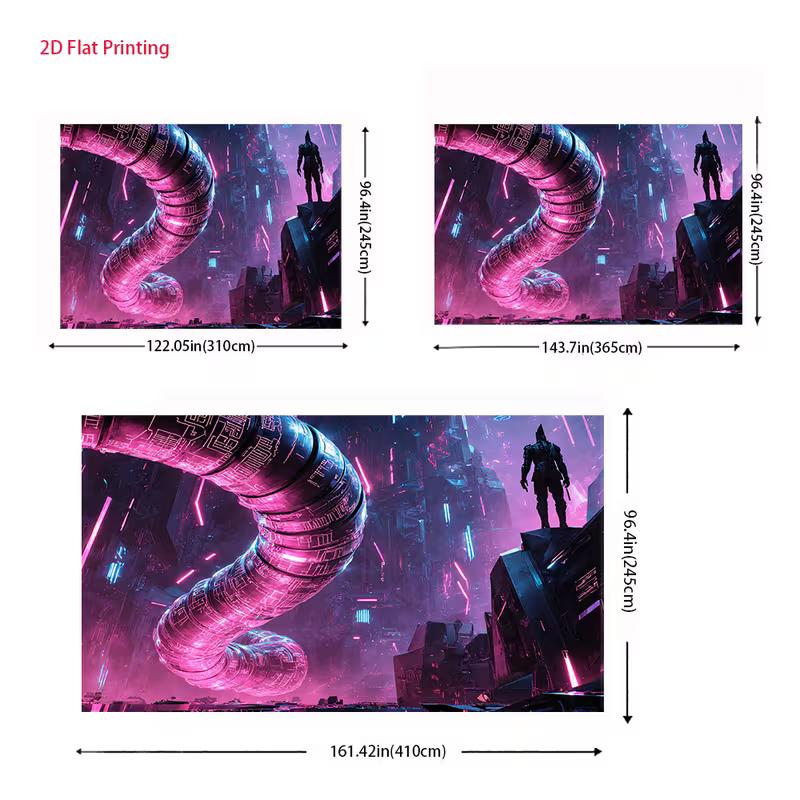2D Sci-Fi Futuristic Pink Neon Backdrop for Photo Studio