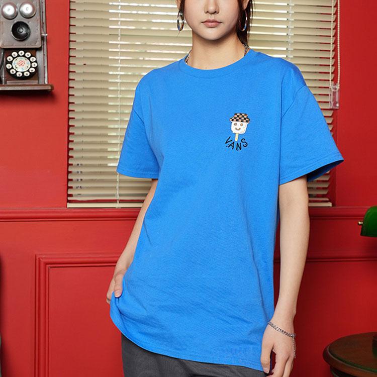 Vans Smiley Ice Cream Crew Neck Short Sleeve T-Shirt Women Tops Blue VN000FQPCGP