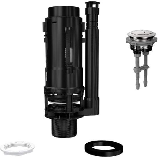 R&T 2-Inch Toilet dual flush valve replacement kit with Push Button Dual Flush Toilet Repair Kit Toilet Tank Parts Replacement for 2-piece Toilet