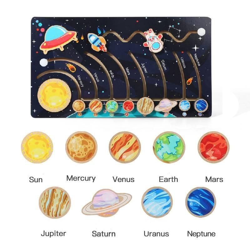 

Educational Wooden Solar System Puzzle For Kids Early Learning Science Maze Toy
