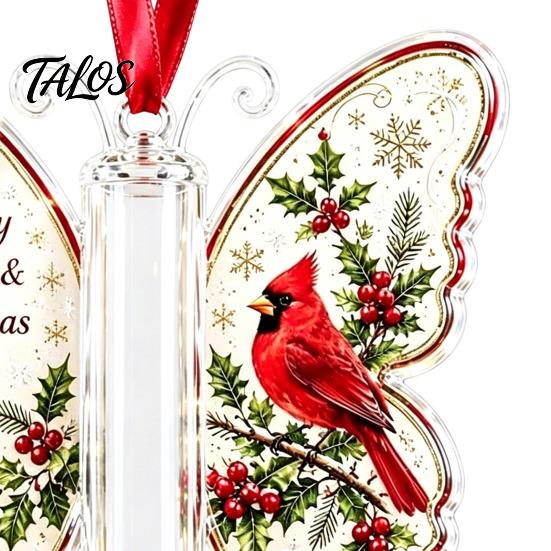 Acrylic Holiday Hanging Decor Butterfly Cash Gift Ornament, Christmas Money Holder with Tree Tags Festive Print, Pendant for Surprise Giving, Keepsake