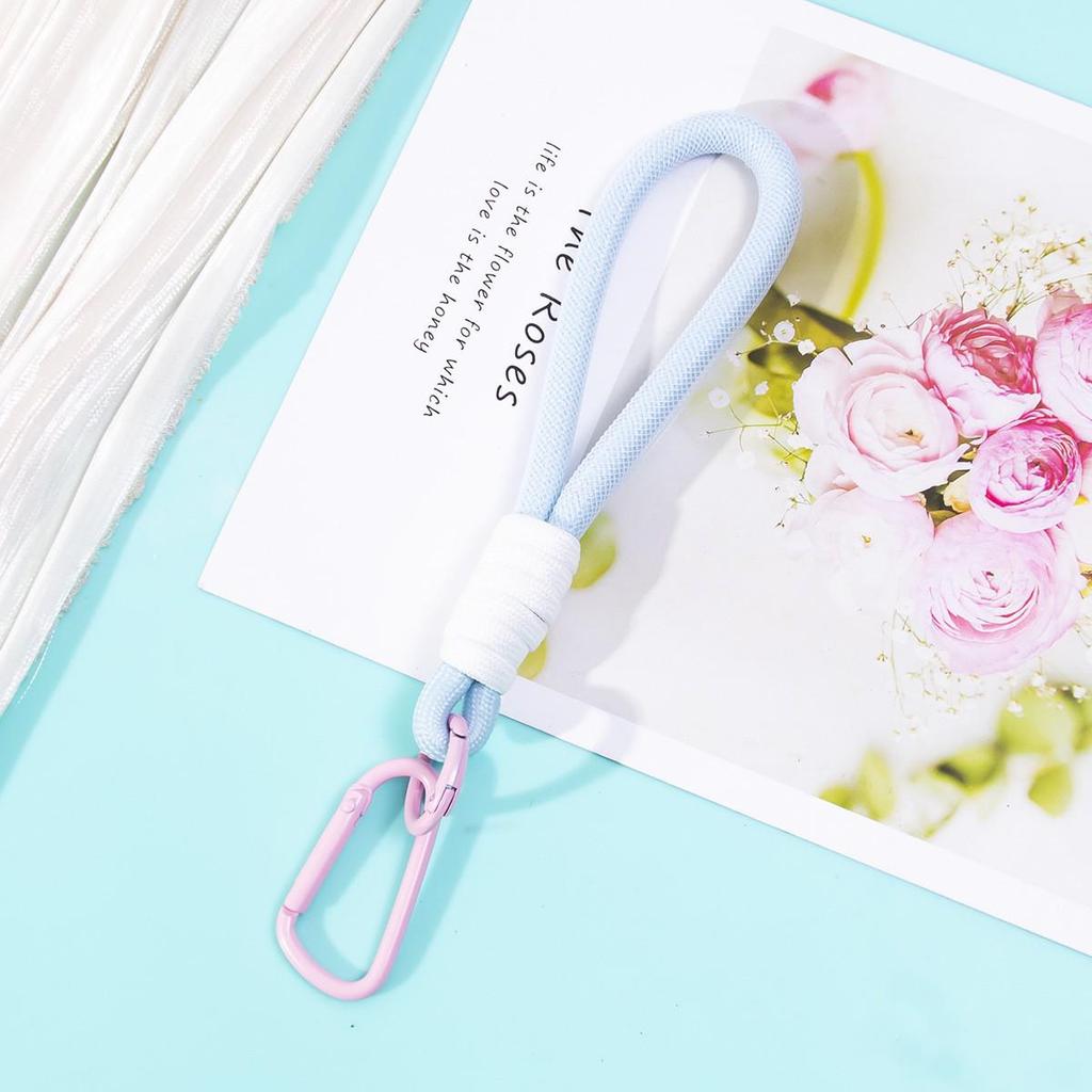 Colorful Mesh Short Lanyard with Braided Polyester Rope Keychain Pendant