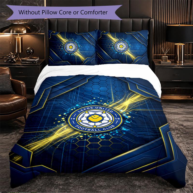 Leeds United Football Set Lenzuola 3 Pezzi Morbido Set Copripiumino con Federe Set Decorazione Camera da Letto per la Casa