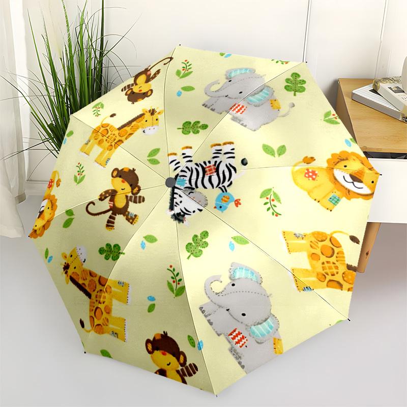 

1pc Jungle Animals Automatic Umbrella - Stylish, Durable, with 8-Rib Manual Open Design, Elegant Black Handleyy250920141