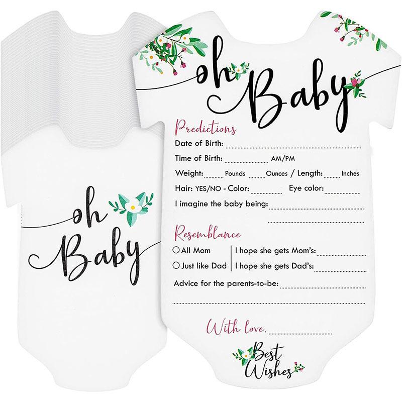 50pcs Baby Shower Prediction Advice Cards, Floral Theme Party Game Cards, Guessing Game Kit, Baby Advice, Wishes And Predictions