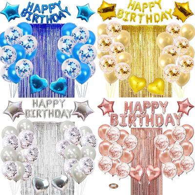Happybirthday Birthday Balloon Set, Rain Curtain Birthday Letter Balloon Adult Kids Party