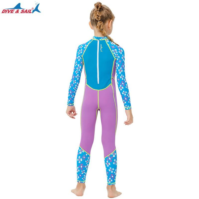 Girls Long Sleeve Full Coverage Swimsuit With UPF Protection Swimming Diving Hot Activities