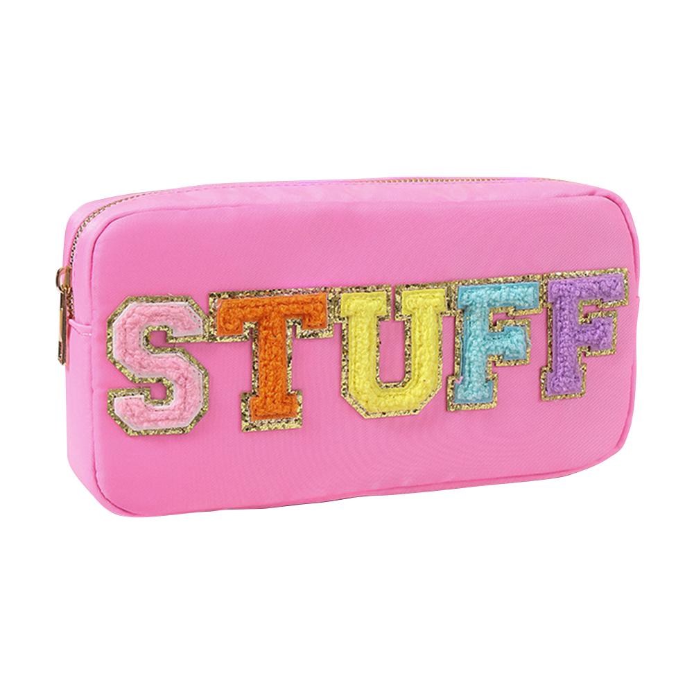 Hot Letter Patches Transparent PVC Cosmetic Bag Clutch Women Clear Travel Make up Cosmetic Bag Pouches Stuff Makeup Toiletry Bag
