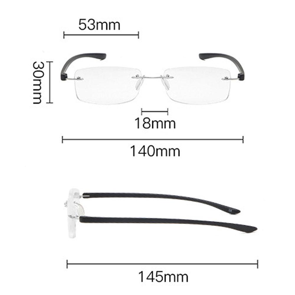 Reading Presbyopia Eyeglasses Men's Women's TR90 Material Business Presbyopia EyeGlasses Ultra Light Weight Frameless HD Eyewear Anti Blue Light