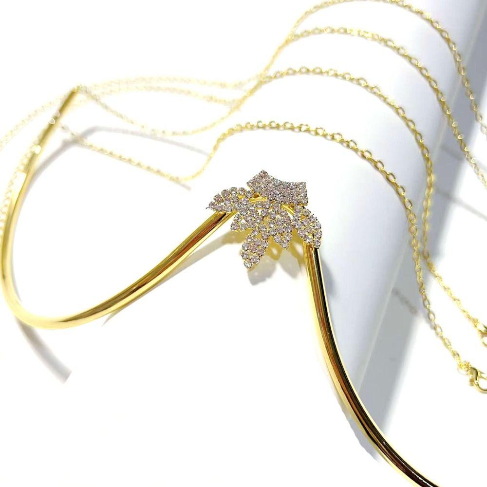 Lingerie Chest Bracket Chain Zircon Leaf Bikini Crystal Chain Rhinestone Breast Chain  Women