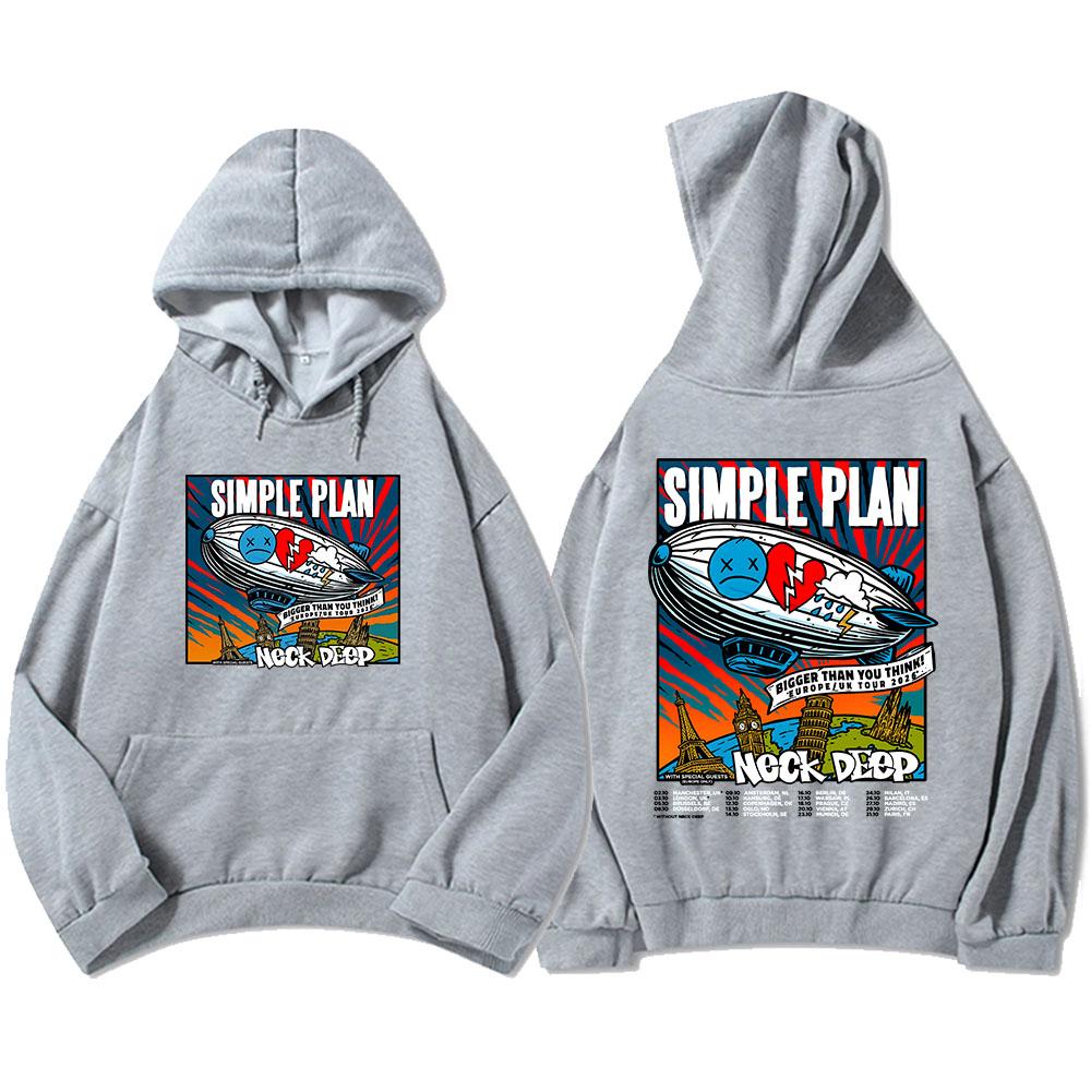 Simple Plan Bigger Than You Think! Tour 2026 Hoodies Fleece Loose Male Hooded Sweatshirt Unisex Streetwear Heavy Mental Sudadera
