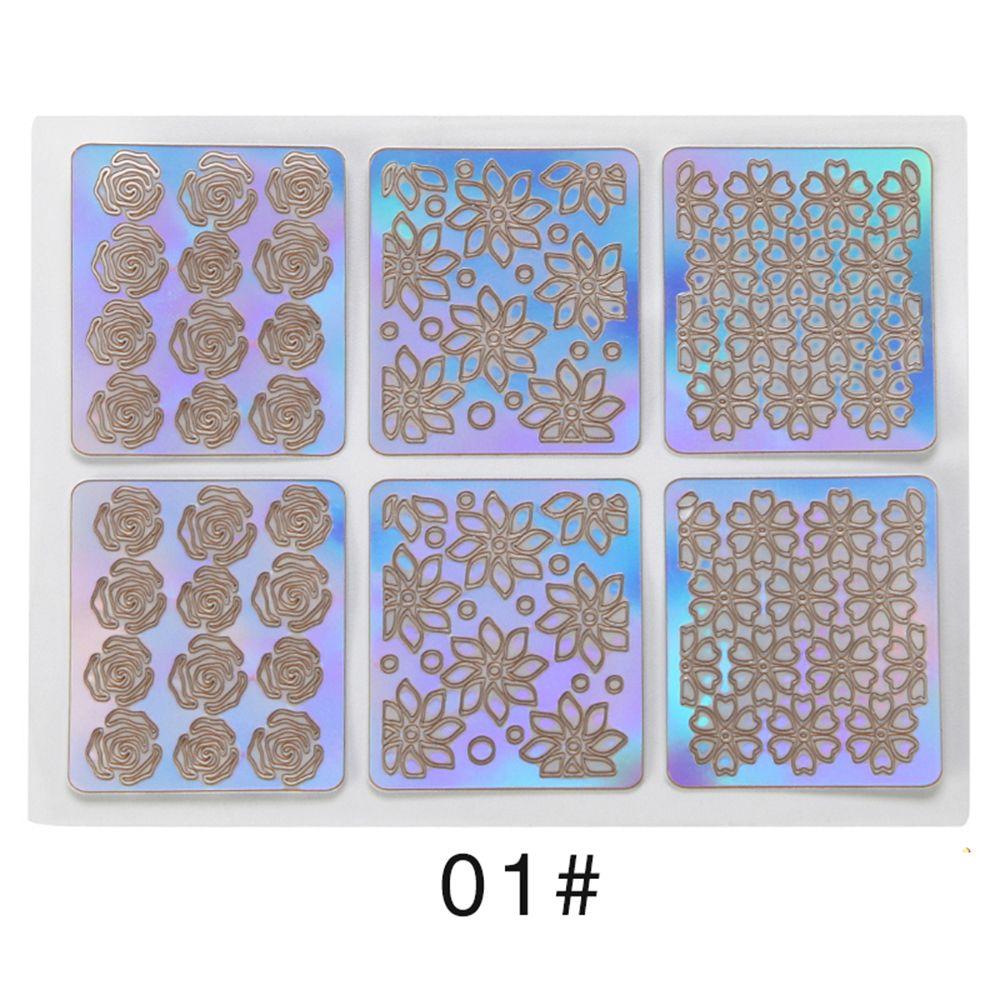 6/12/24Pcs Portable Stencil Hollow Manicure Tool Nail Art Nail Vinyls Laser Sticker Decor