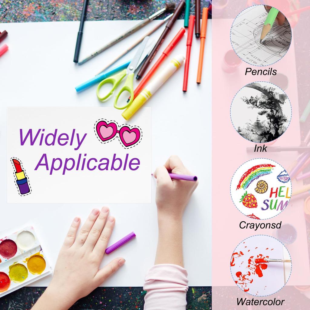 PATIKIL 60 Postcards for Picture Lettering, 140lb/300g, S/M Cotton Watercolor Paper, Extra Thick, with Envelopes for Art Painting, Creative Thank You