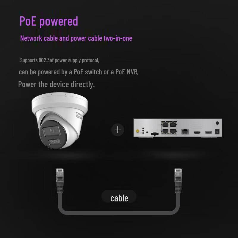 Hikvision 6MP AI Full-Color PoE Turret Network Camera CN Plug (adapter Included)
