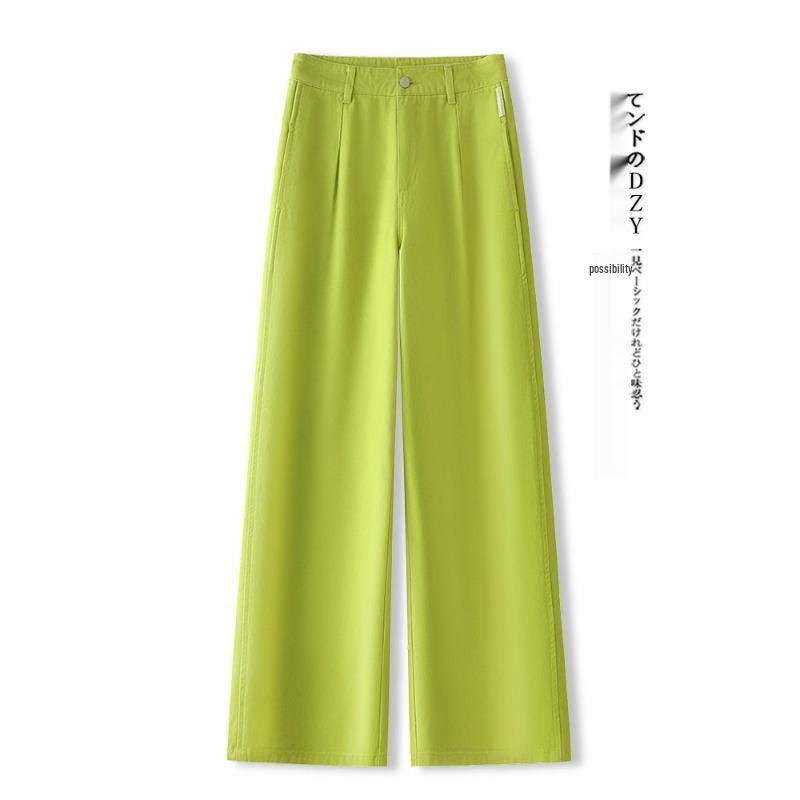 

Жіночі весняні джинси широкого крою трав янисто-зеленого кольору - Нові, Стрункі, Вільні, Гарячий стиль 28/L (105-115 kg) grass зелений колір