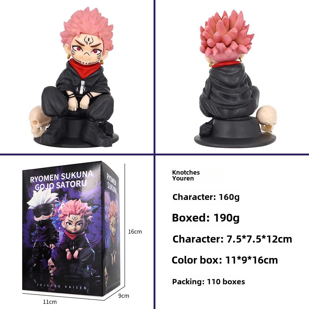 Jujutsu Kaisen Módní hračka: Gojo Satoru Stojící & Tygří hůl Hisahito Sedící Figurky - Q Verze Ozdoby do auta