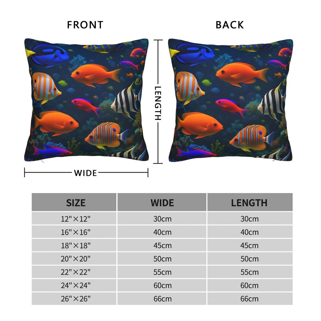 Beautiful Underwater World Colorful Fish Pillowcases Retro Trendy Pillow Case For Living Room Bed Chair Soft Pillow Cover