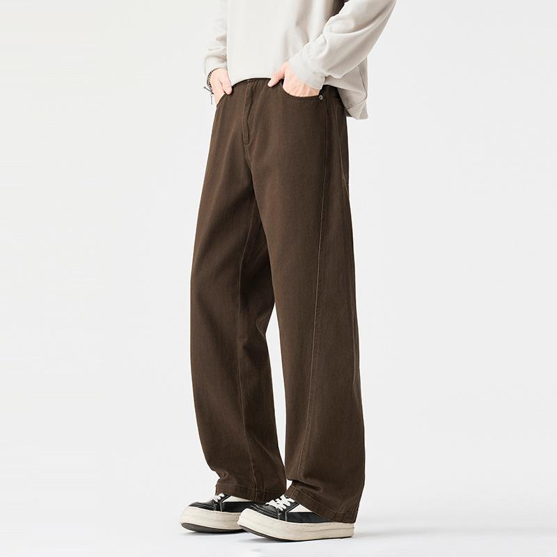 Autumn and winter velvet thickened casual pants men's straight loose new American retro washed wide-leg trousers