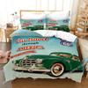 Cars Duvet Cover Traditional Old Car Race Nostalgic American Car Bedding Set Classic Cars Polyester Quilt Cover for Boys Teens