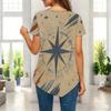 Women Plus Size Short Sleeve Asymmetric Hem Top Pink Crystal Heart Gem Glitter Print Blouse