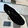 Wildleder runder Kopf Ein-Wort-Schnalle mit flachen Ballerinas Mary Jane Schuhe Damen 2025 neue bequeme Einzelschuhe Oma-Schuhe