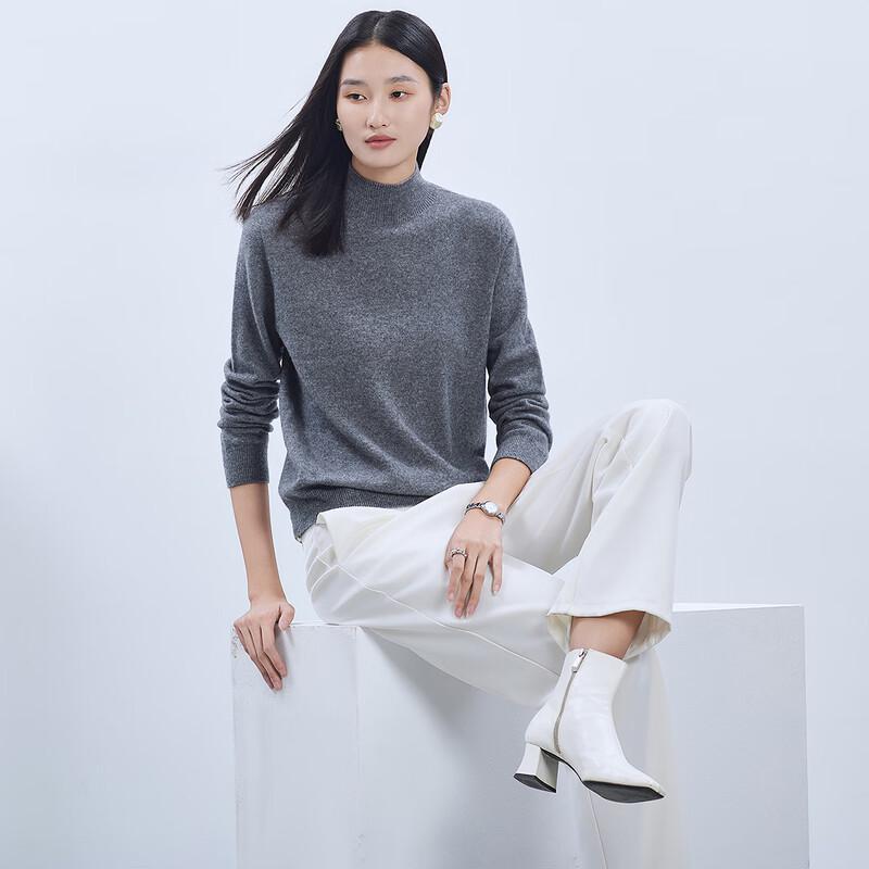 FAPAI Women's Cashmere Blend Semi-High Neck Sweater