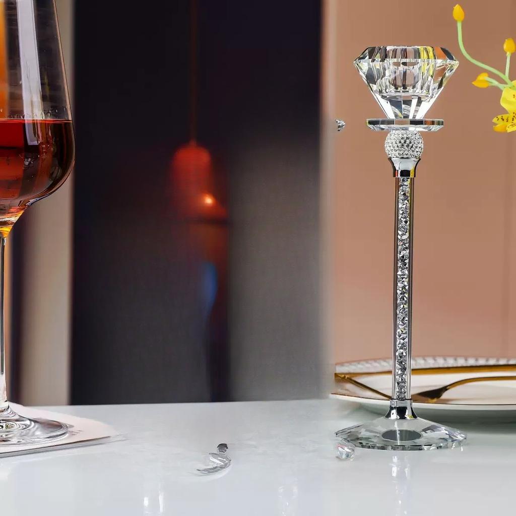 Creative Diamond Shaped Glass Candlestick Dining Table Romantic Decoration Wedding Candlestick Home Decoration Exquisite Gift