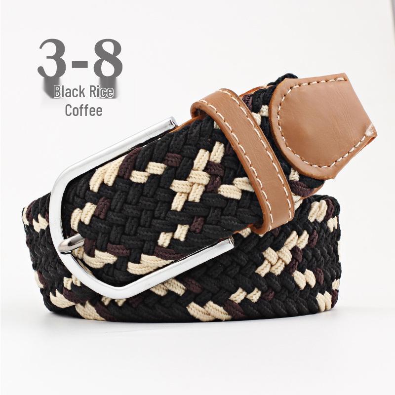 חגורת בד אלסטית יוניסקס עם אבזם פין - אבזם אריגה קז'ואל מתיחה עם הדגש עור