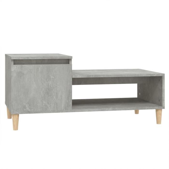 821128 vidaXL Table basse Gris béton 100x50x45 cm Bois d'ingénierie