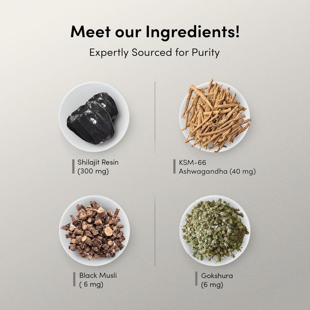 Man Matters Pure Himalayan Shilajit/Shilajeet Gummies with 75% Fulvic Acid & KSM 66 Ashwagandha