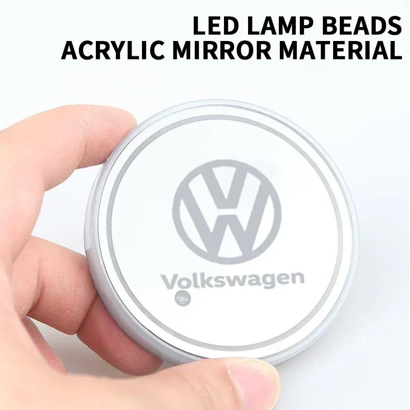 For Volkswagen VW Led Car Cup Drink Holder Logo Light USB Charging Luminous Coaster For Volkswagen Sagitar GTI Polo Passat R-Lin