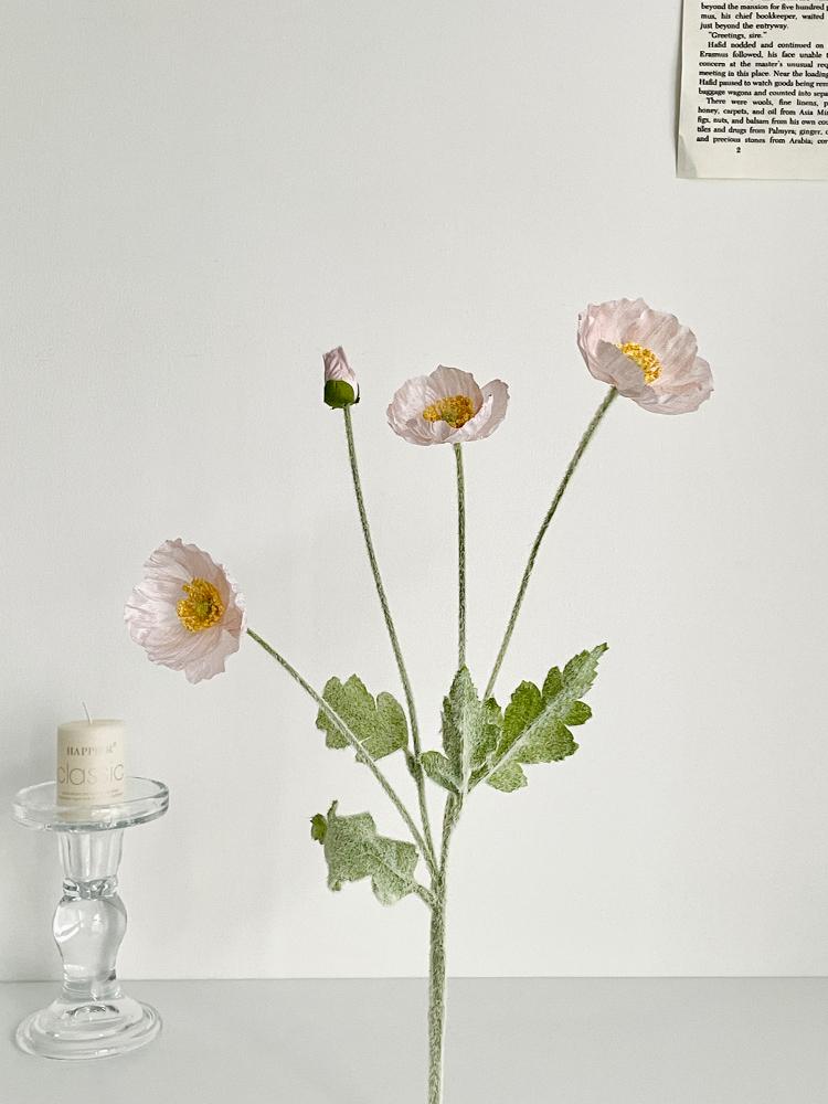 Poppy Pink Icelandic Artificial Flower Bouquet for Living Room Decoration