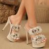 Fashion 15cm Stiletto Heel Wedding Shoes with Crystal Embellishment - Waterproof Platform Sandals for Bridal & Evening Event