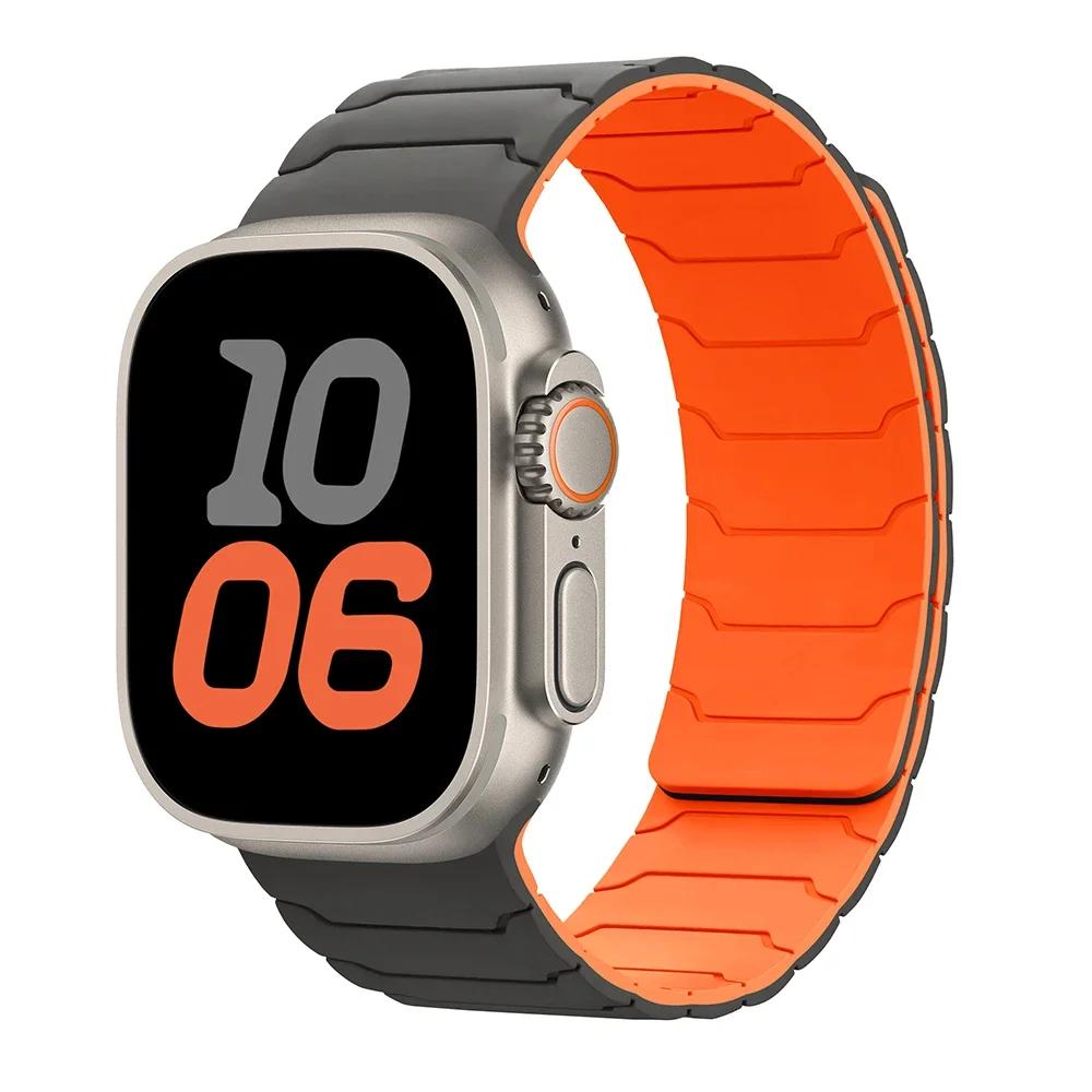 Strap For Apple Watch Ultra 2 Band 49mm 44mm 45mm 40mm 42mm 46mm 41mm 38mm Magnetic Silicone Bracelet IWatch Series 10 SE 9 8 7