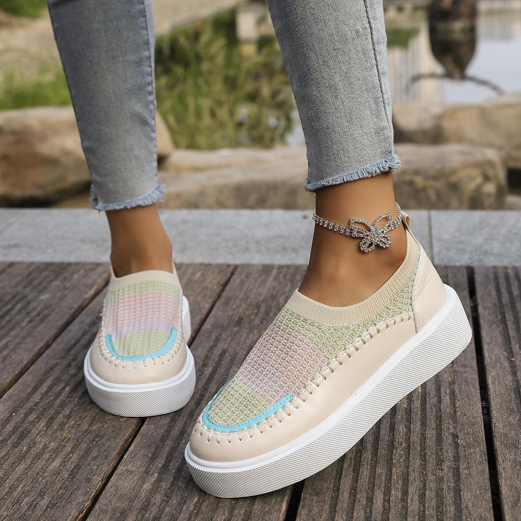 2024 Frühling und Herbst Neue Dicksohlige Höhenvergrößernde Loafer mit Leopardenmuster für Faule, Einschlupfschuhe