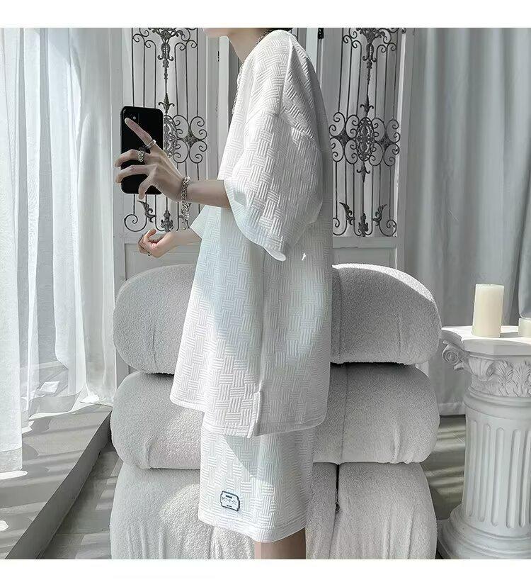 2026 Men's Summer Casual Sports Set: Trendy Short Sleeve T-shirt & Loose Five-point Shorts - Hong Kong Style Two-piece