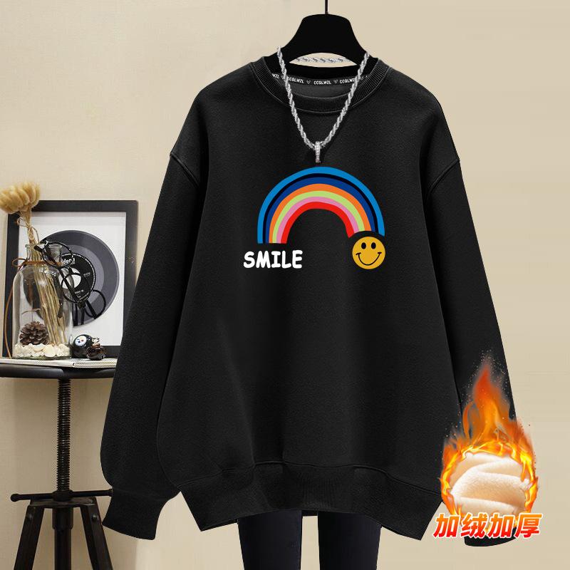 American crew neck sweater female student autumn and winter 2025 new popular Korean lazy wind fleece thickened coat