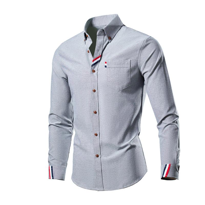 Männer Top Frühling Herbst Casual Business Hemd Weiß Schwarz Blau Lose Klassische Hemden Revers Hals Langarm Shirts